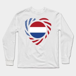 Dutch American Multinational Patriot Flag Series (Heart) Long Sleeve T-Shirt